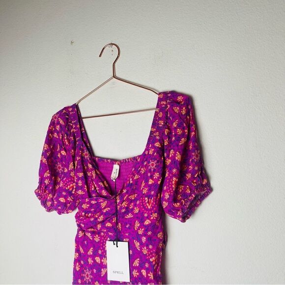 NWT Spell Madame Peacock Sweetheart Boysenberry Mini Dress XS - Picture 7 of 9
